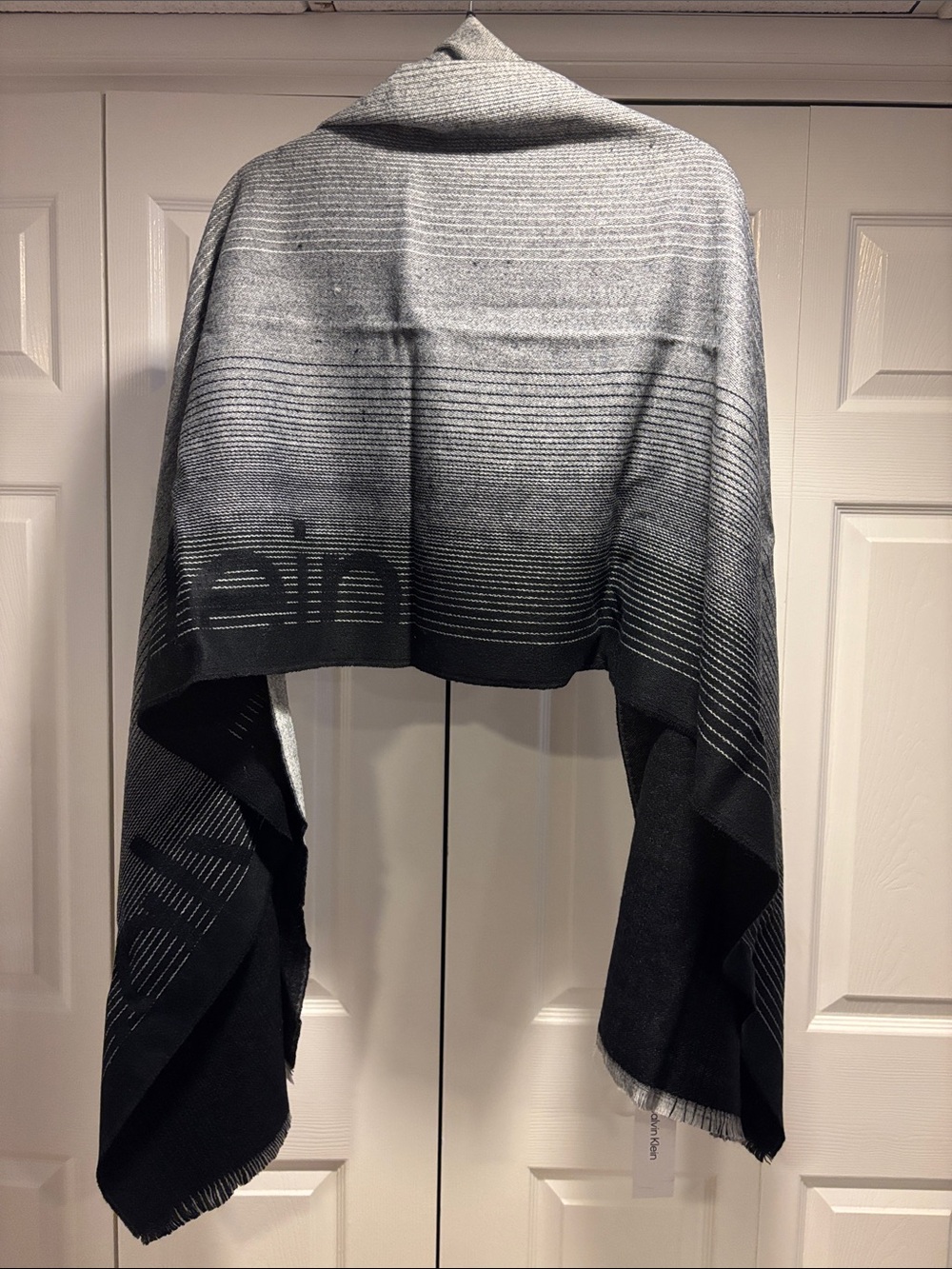 Calvin Klein Gray and Black Ombre Knit Shawl/Scarf